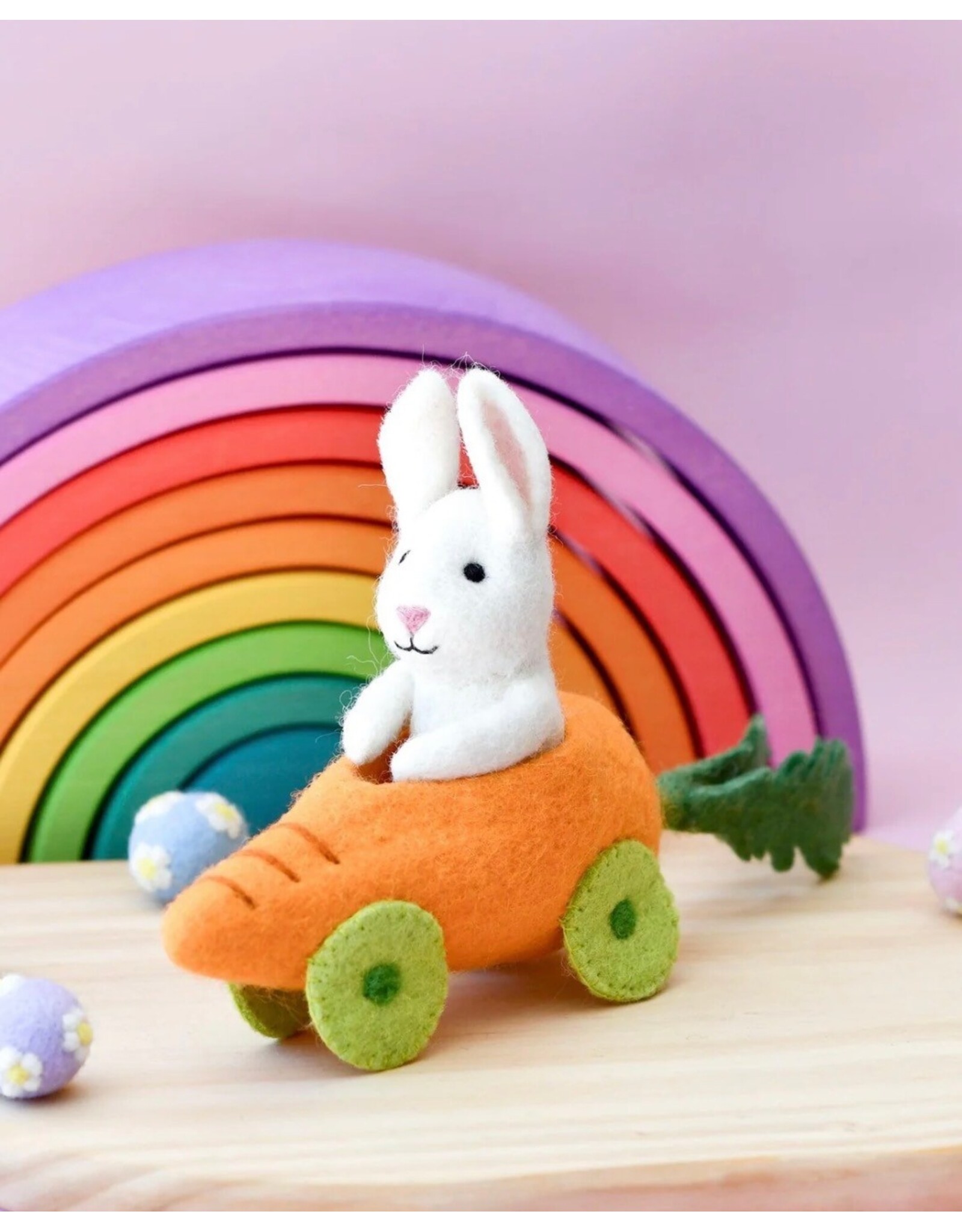 Felt Rabbit with Carrot Car