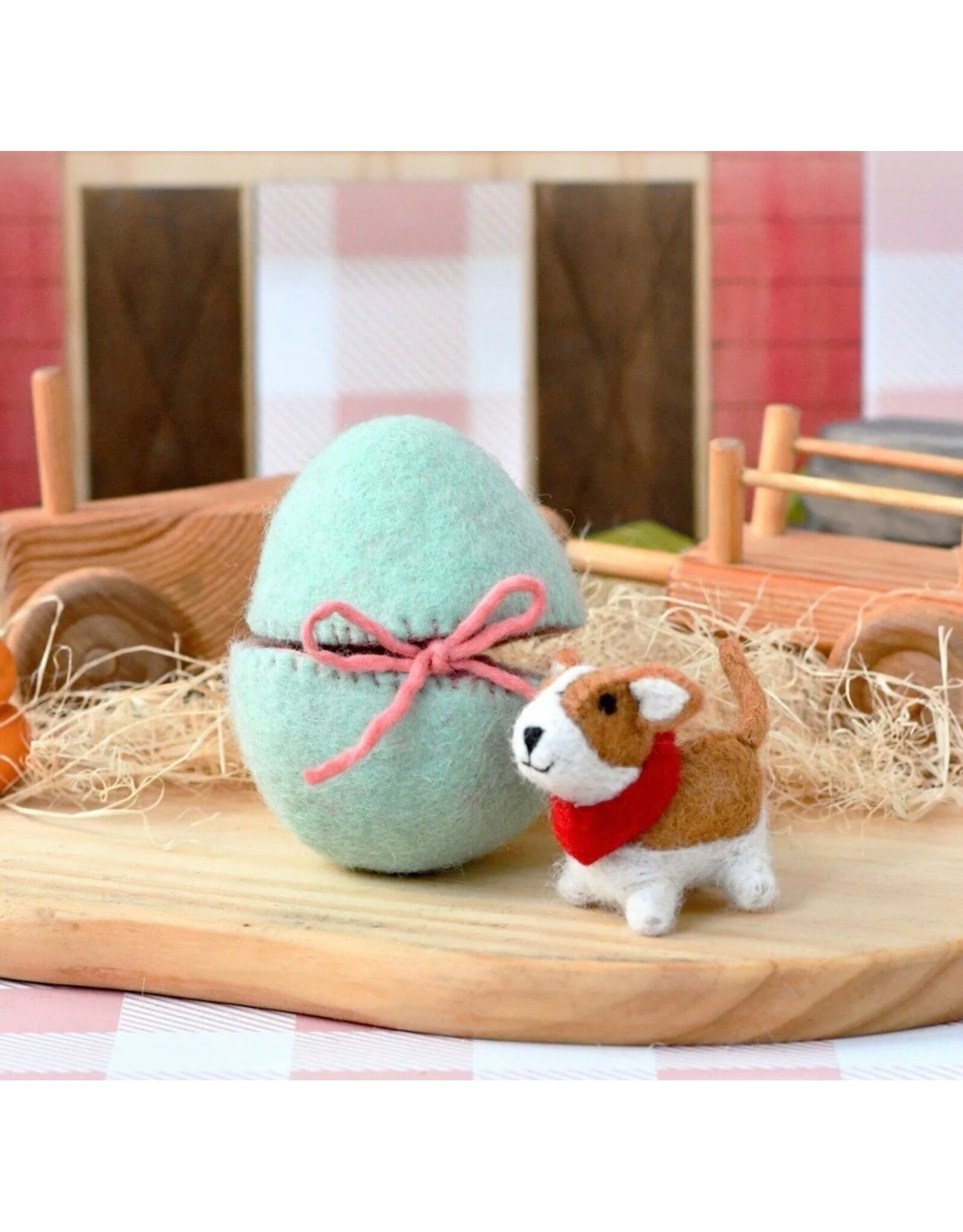 Felt Surprise Egg with Corgi Puppy Inside