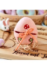 Felt Surprise Egg - Peach with Mushroom Motif