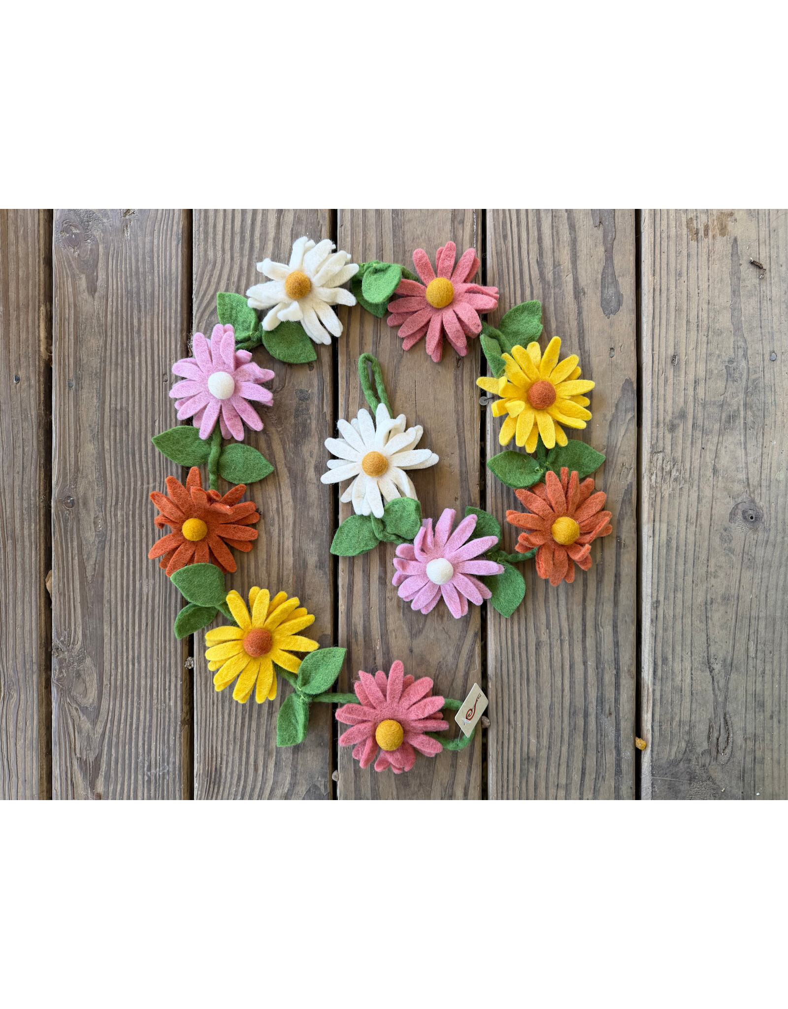 Felt Daisy Garland Pastel Colors - 54 in long