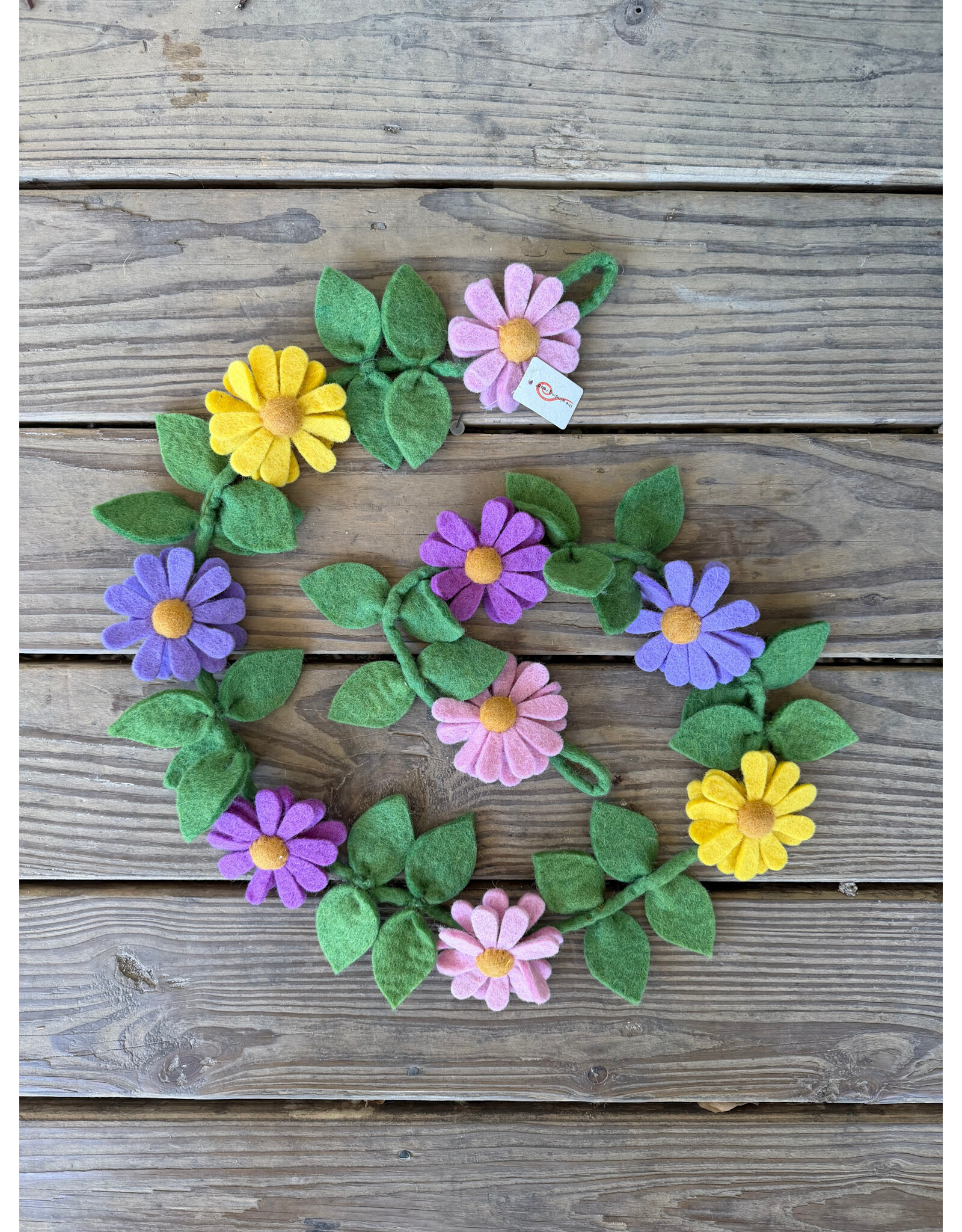 Felt Daisy Garland Purple, Pink and Yellow - 54 in long