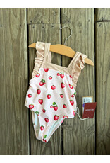Ruffle Square Neck Swimsuit - Strawberry