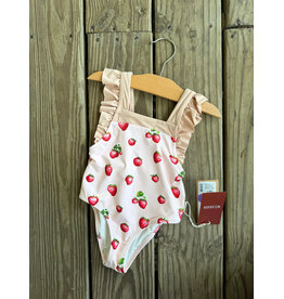 Ruffle Square Neck Swimsuit - Strawberry