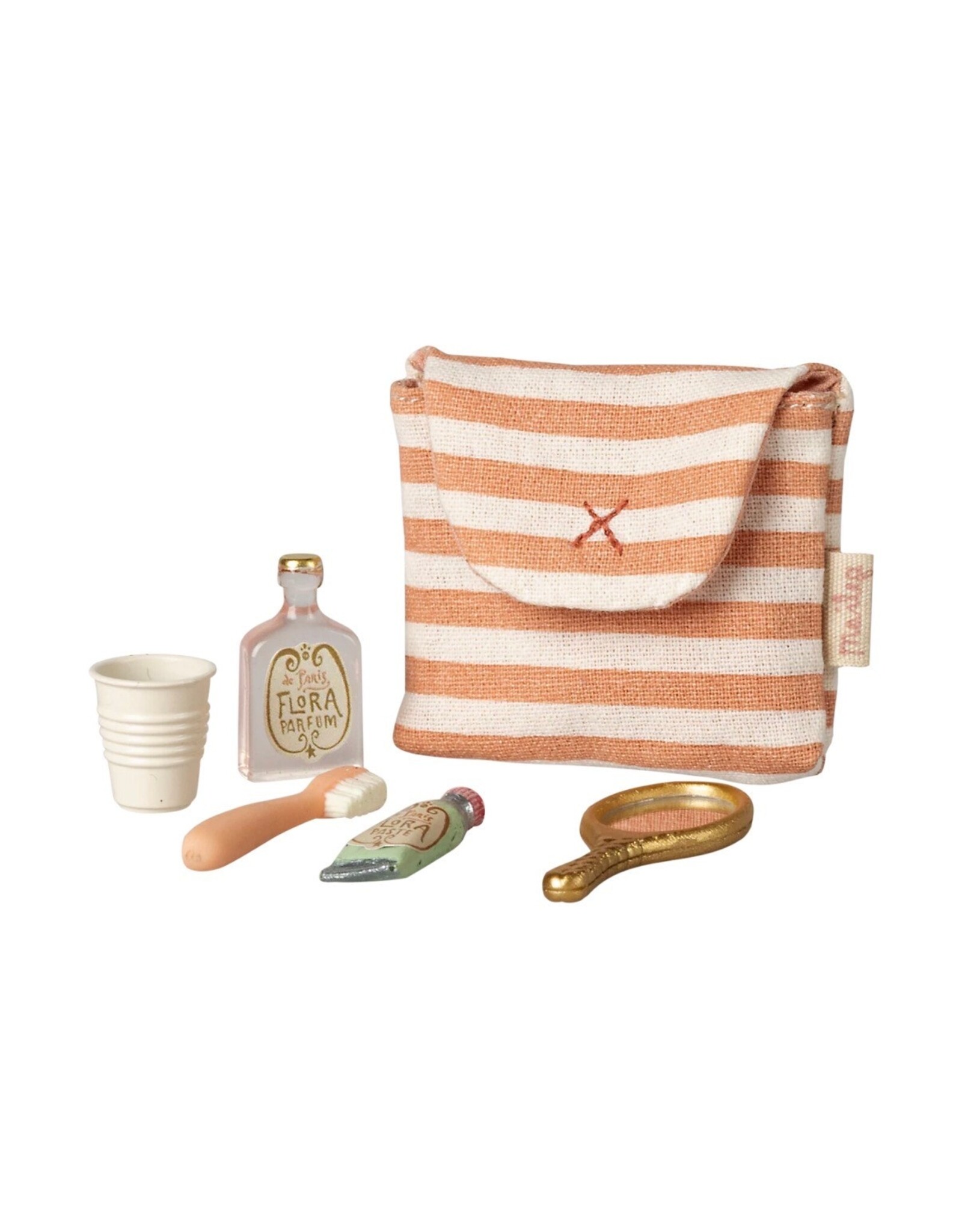 Toothbrush Set in a Bag, Coral. Maileg
