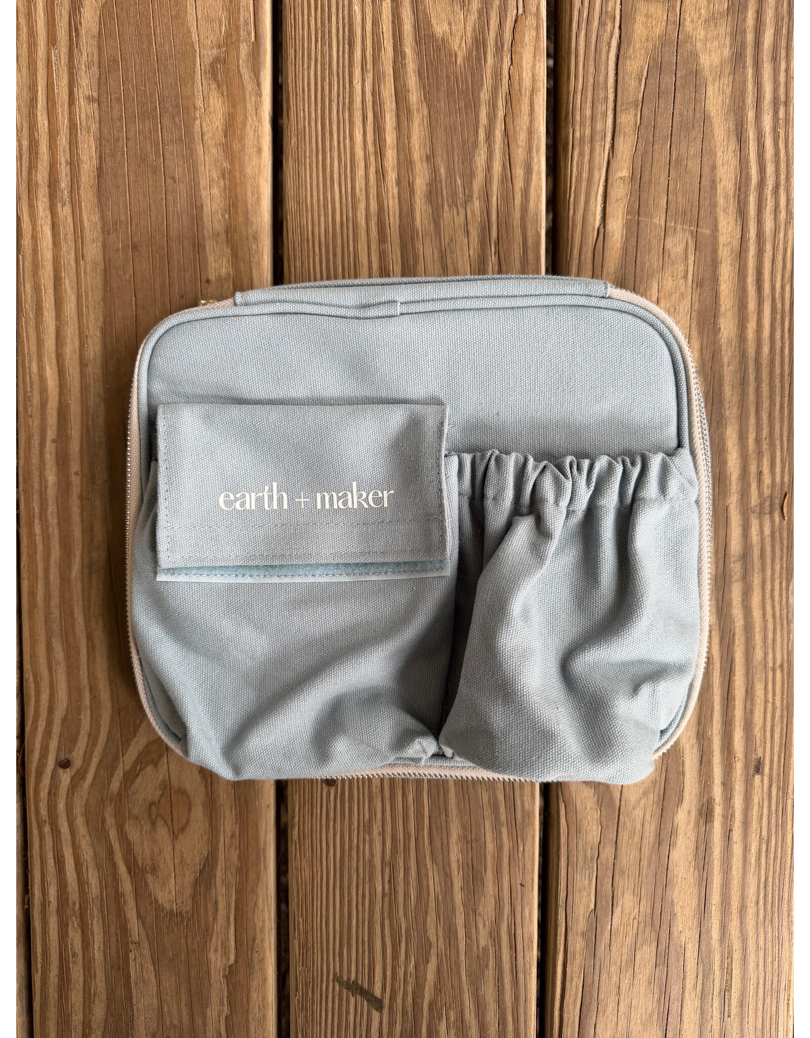 Earth and Maker Lunch Box - Organic Cotton Case. Light Blue