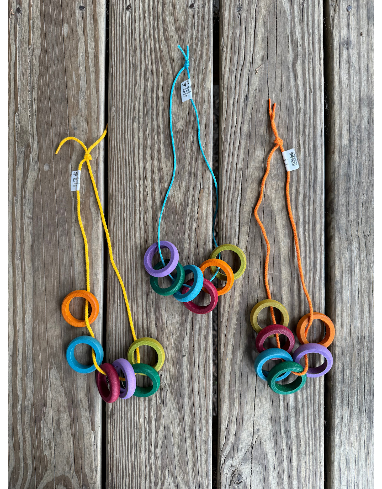 Grapat Rings - Set of 6. Complimentary Colors. Strings Vary