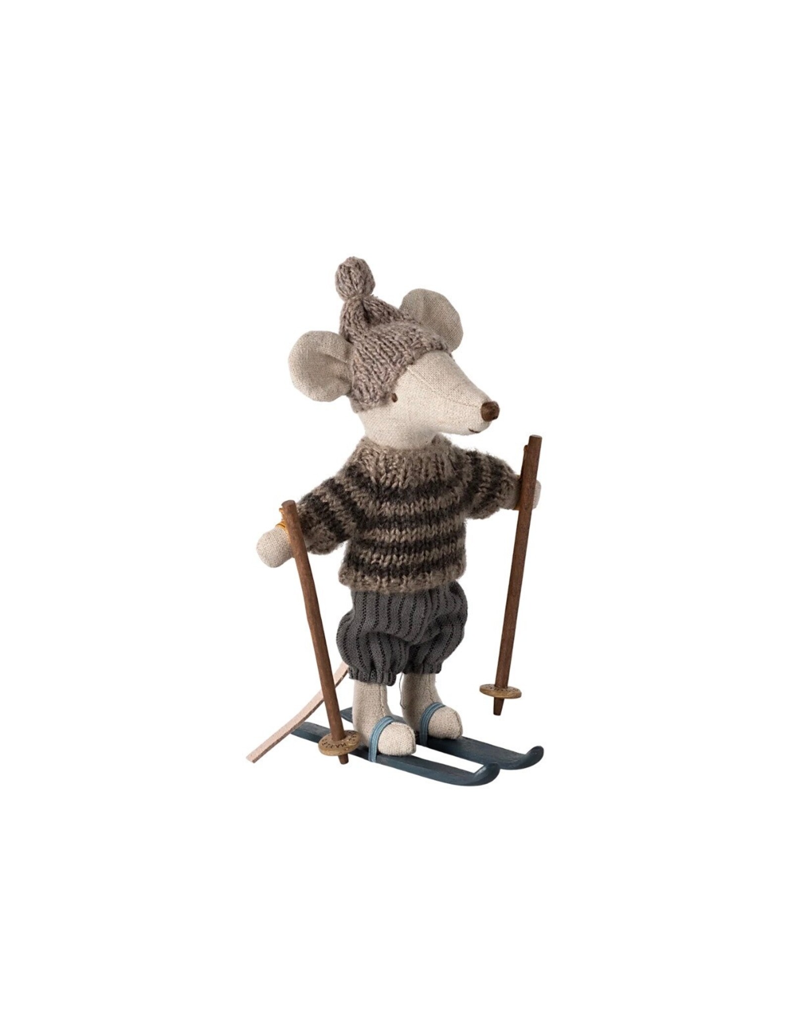Winter Mouse with Ski Set, Big Brother - Grey. Maileg