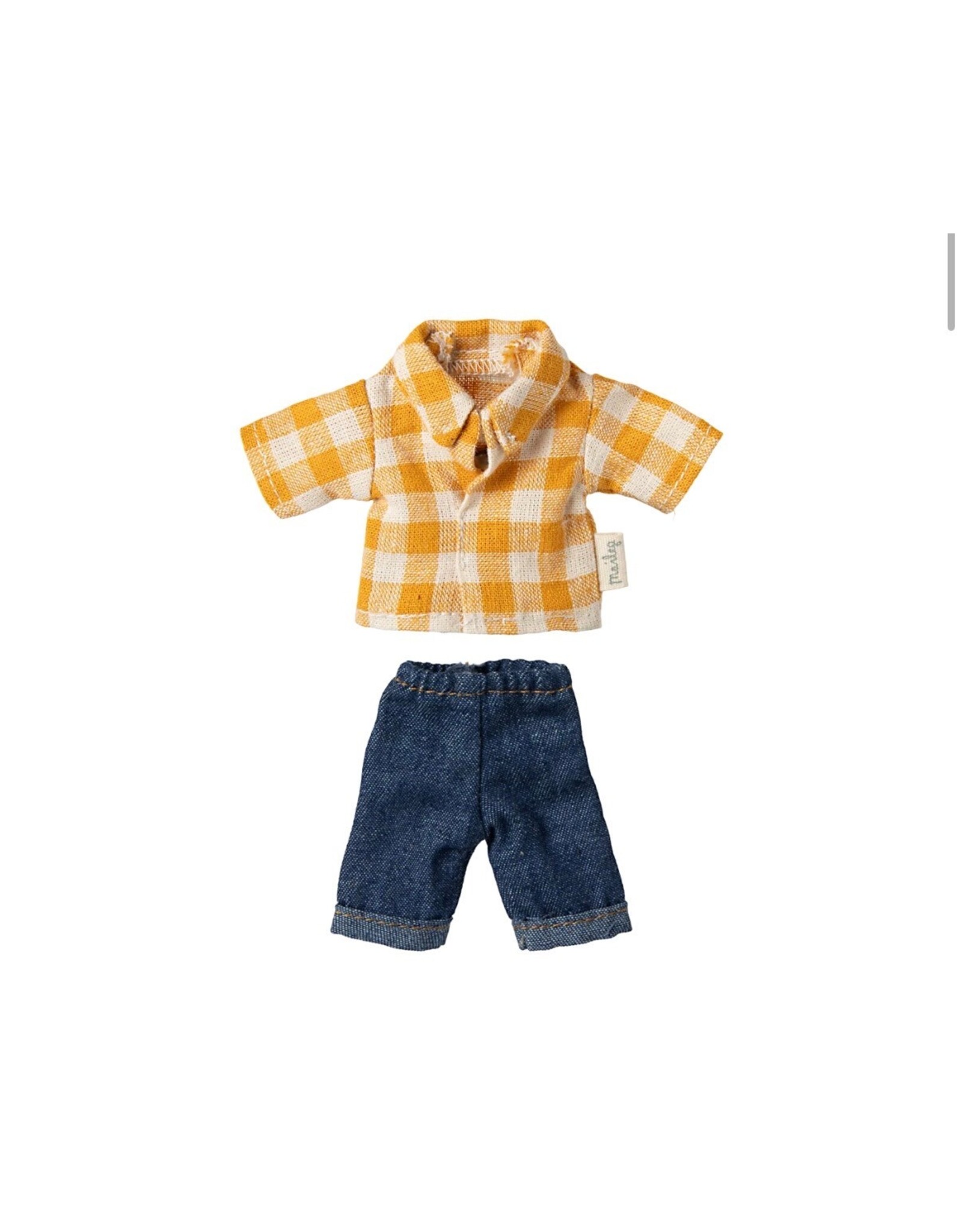 Yellow Checked Shirt and Pants, Dad Mouse. Maileg