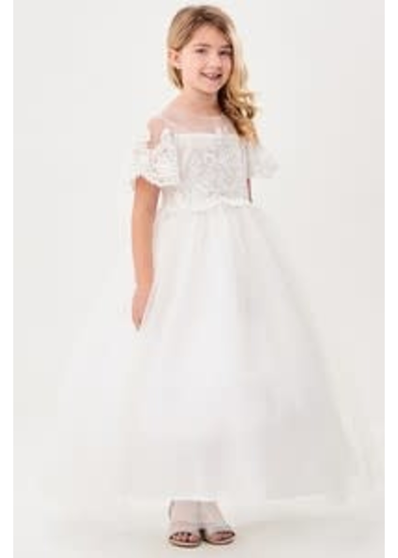 GG3588 - HOLY COMMUNION GOWN: 3/4 MESH SLEEVE