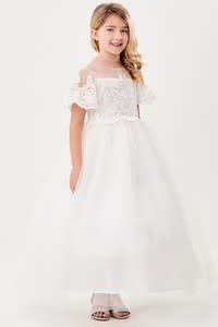 GG3588 - HOLY COMMUNION GOWN: 3/4 MESH SLEEVE