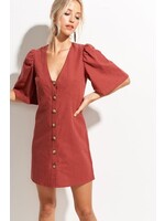 LMHUD7019-K3 - Vintage style linen mini dress