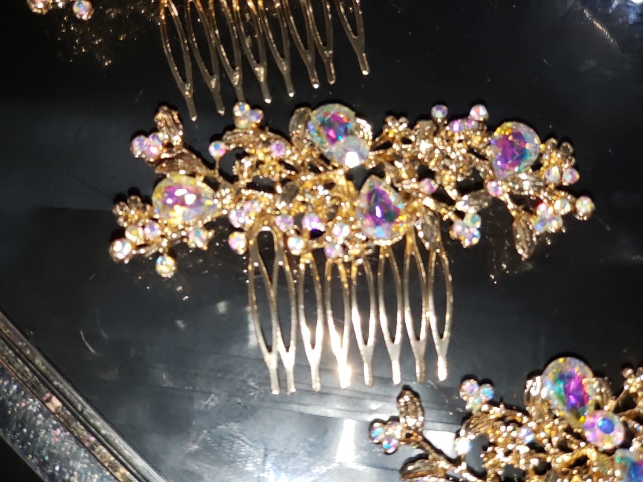 BRIDAL JEWELRY SINGLE JEWELED HAIR COMBS BLUSH Guam