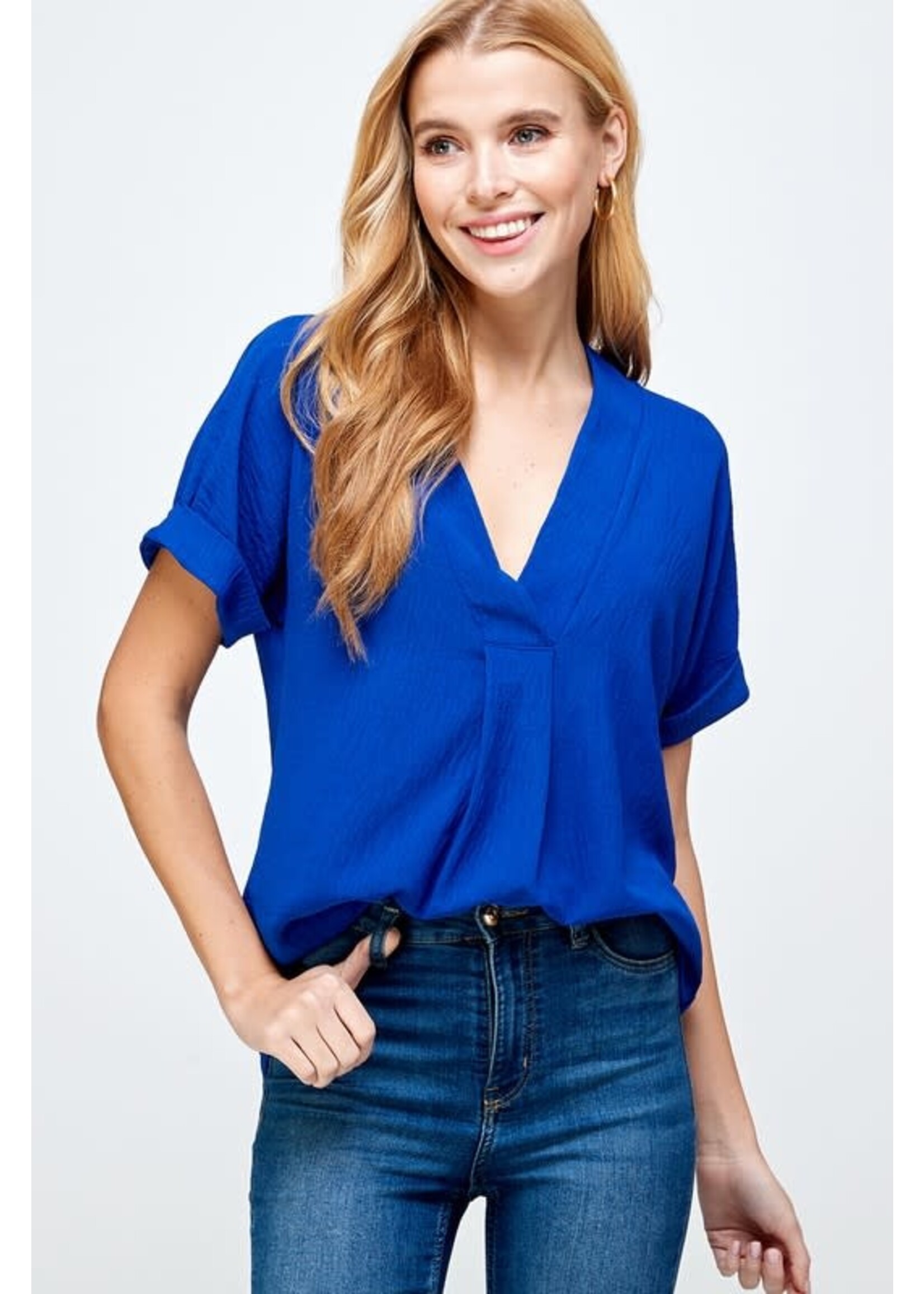 2HT3129 - CROSSOVER V NECKLINE BLOUSE