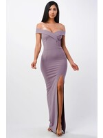 LS25078 OFF SHOULDER W SLIT