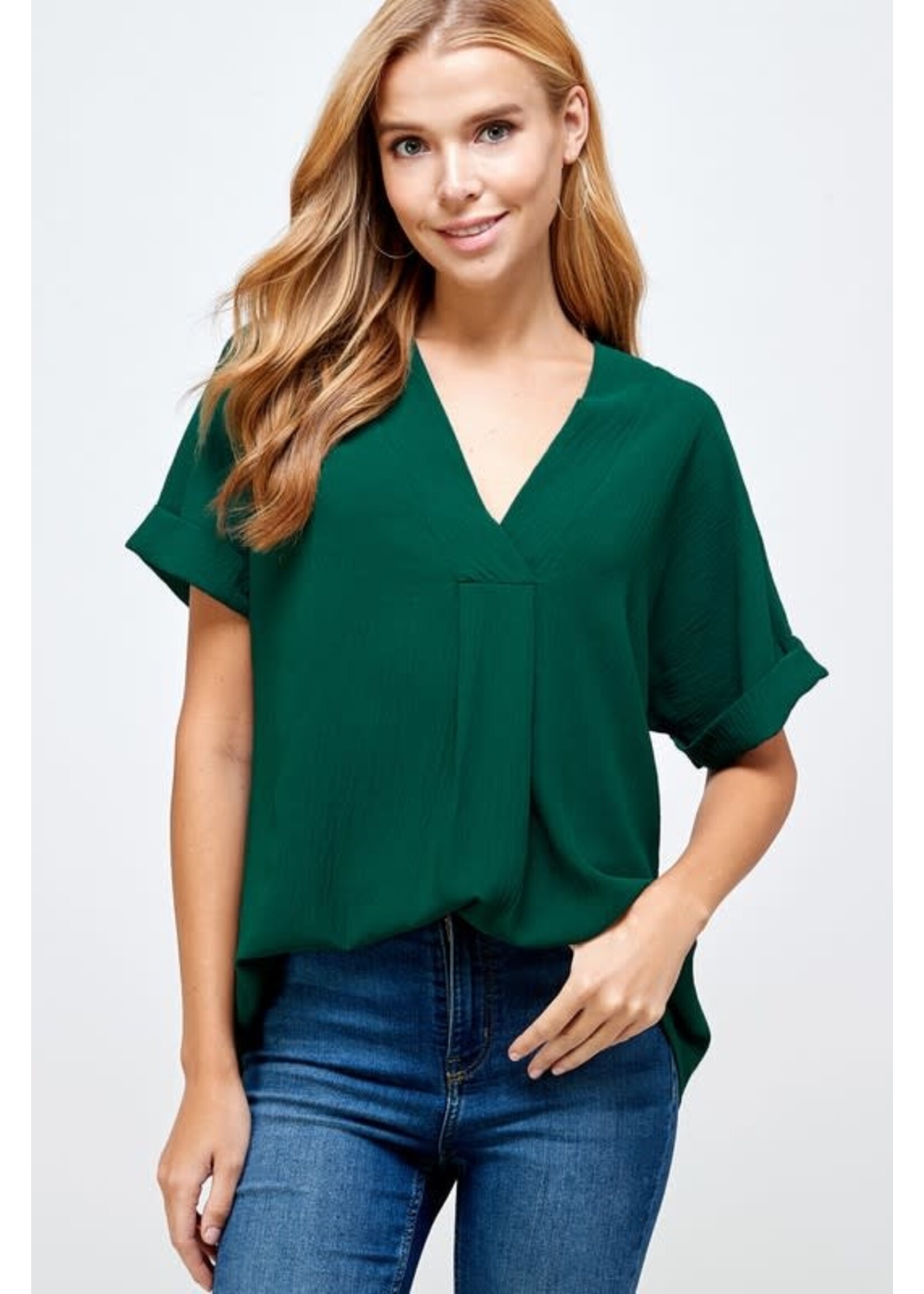 2HT3129 - CROSSOVER V NECKLINE BLOUSE