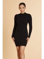 SIRD73842 - MOCK NECK FITTED DRESS