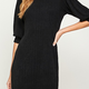 2HD3824 - Solid knit dress Cuffed puff sleeve w/ pleat