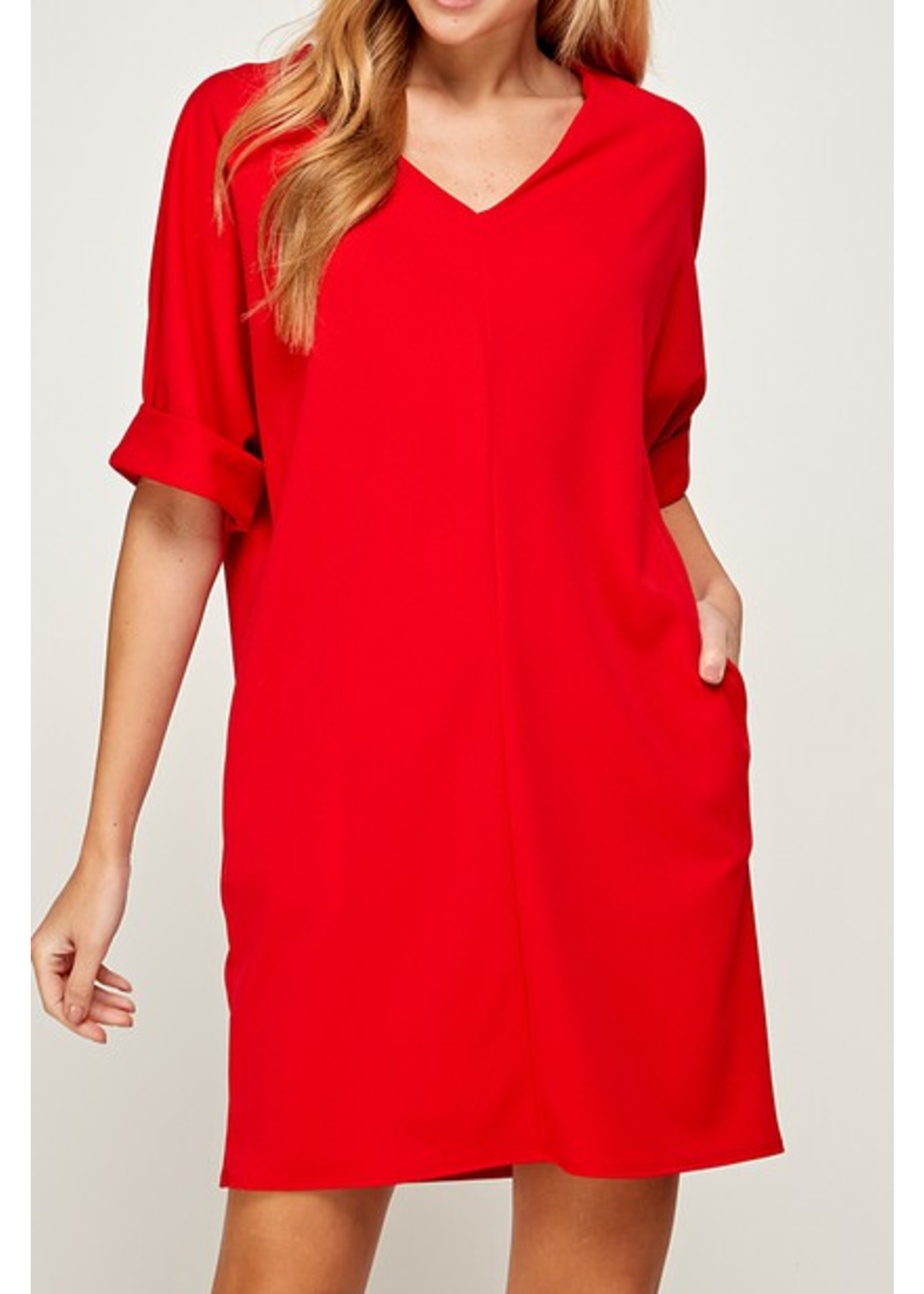 2HD3046 - ROLLED SLEEVE DRESS