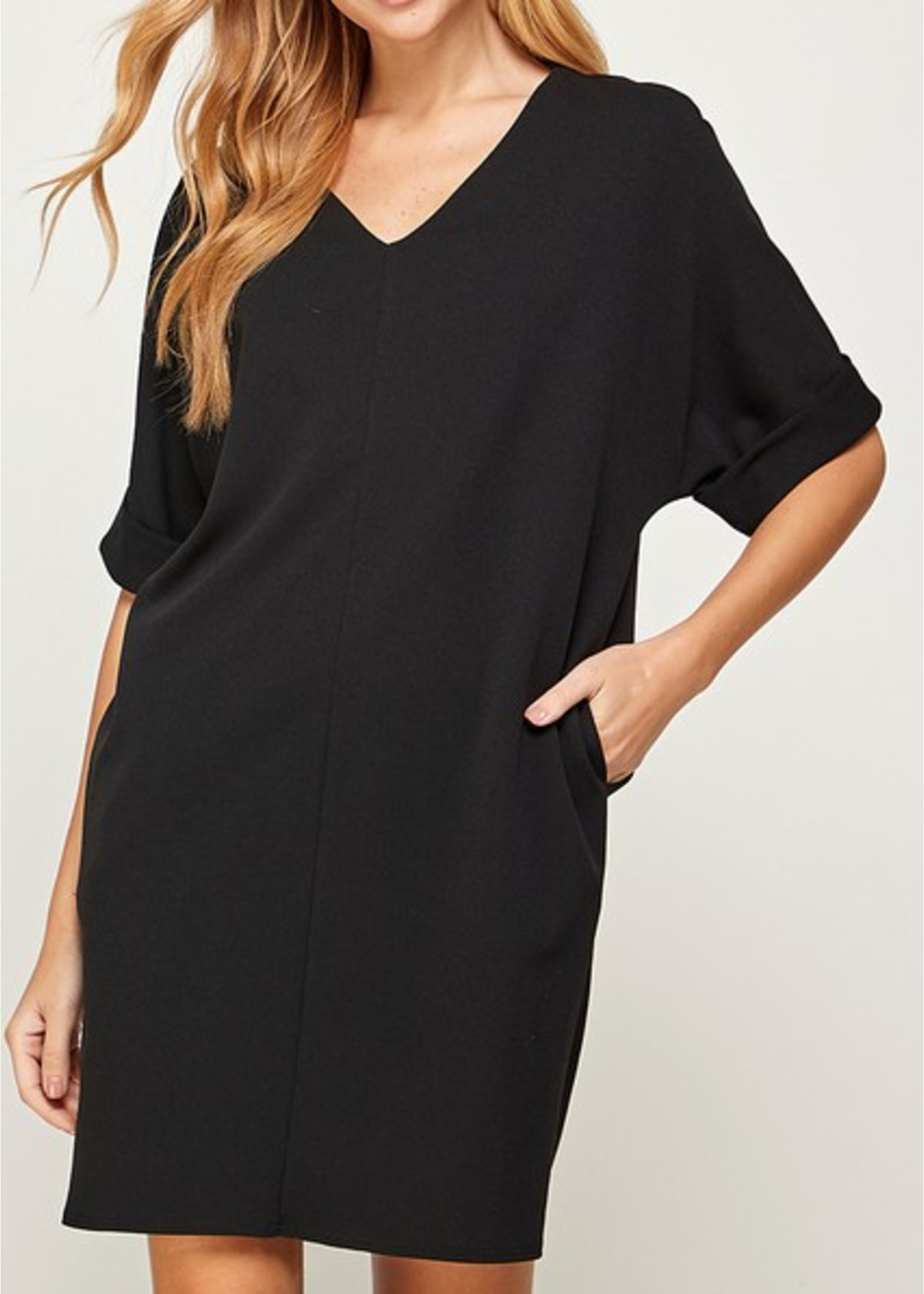 2HD3046 - ROLLED SLEEVE DRESS