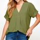 2HT3129 - PLEATED VNECK TOP