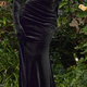 CDCH176 - VELVET STRAPLESS FITTED GOWN WITH GLOVES
