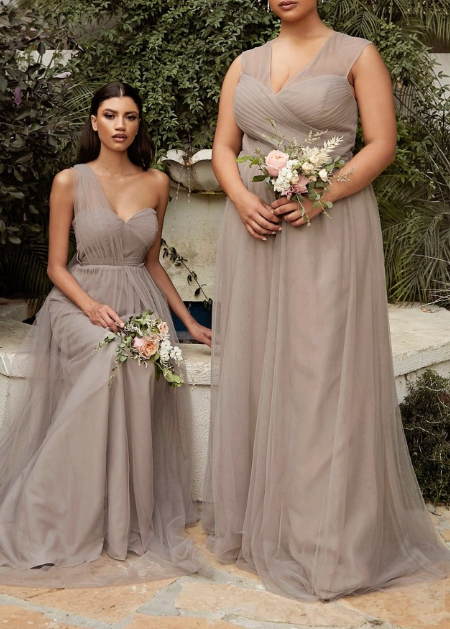 CDET320 - LAYERED TULLE A-LINE BRIDESMAID DRESS