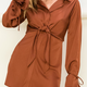HFHFJ22H295 - DRESS-SHIRT DRESS W COLLARED NECKLINE AND LONG SLEEVES,  TIE-CLOSURE AT THE CUFFS,