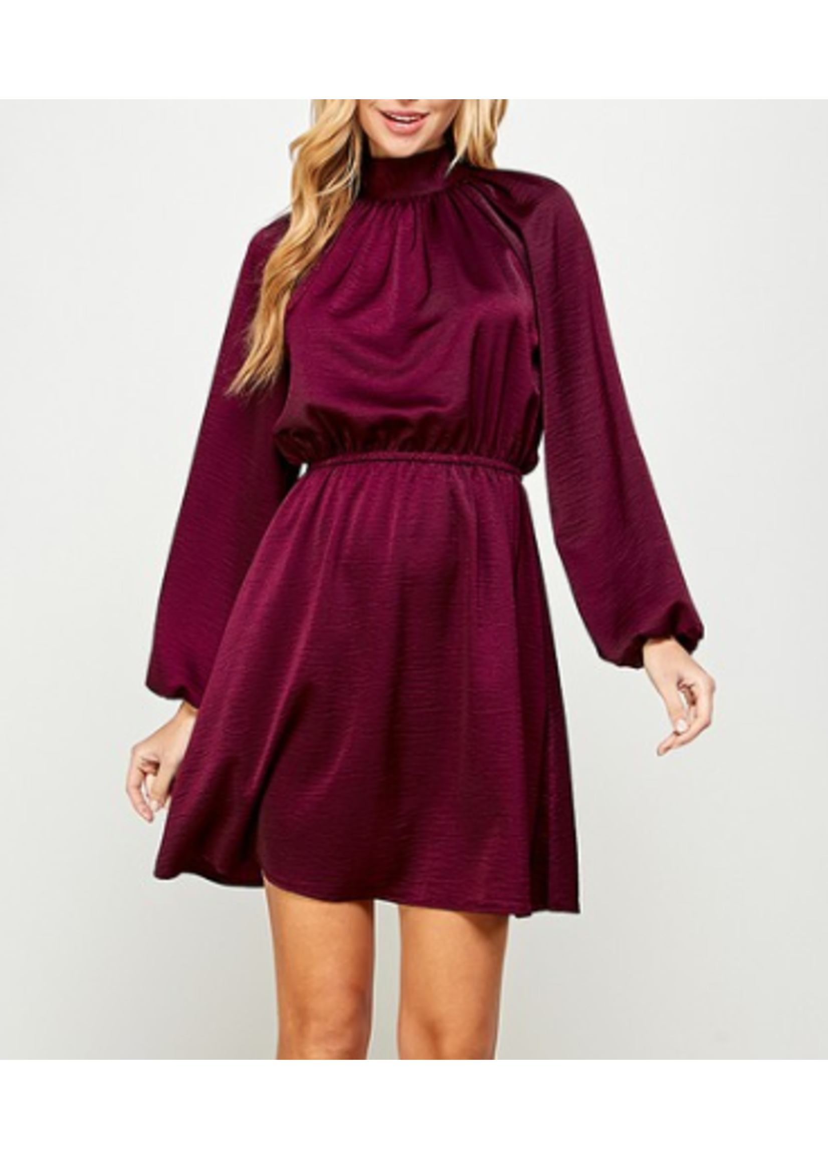 2HD3068S  - SOLID HIGH NECK MINI DRESS