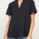 SNS24457 - WOVEN CASUAL STYLE SOLID VNECK BLOUSE