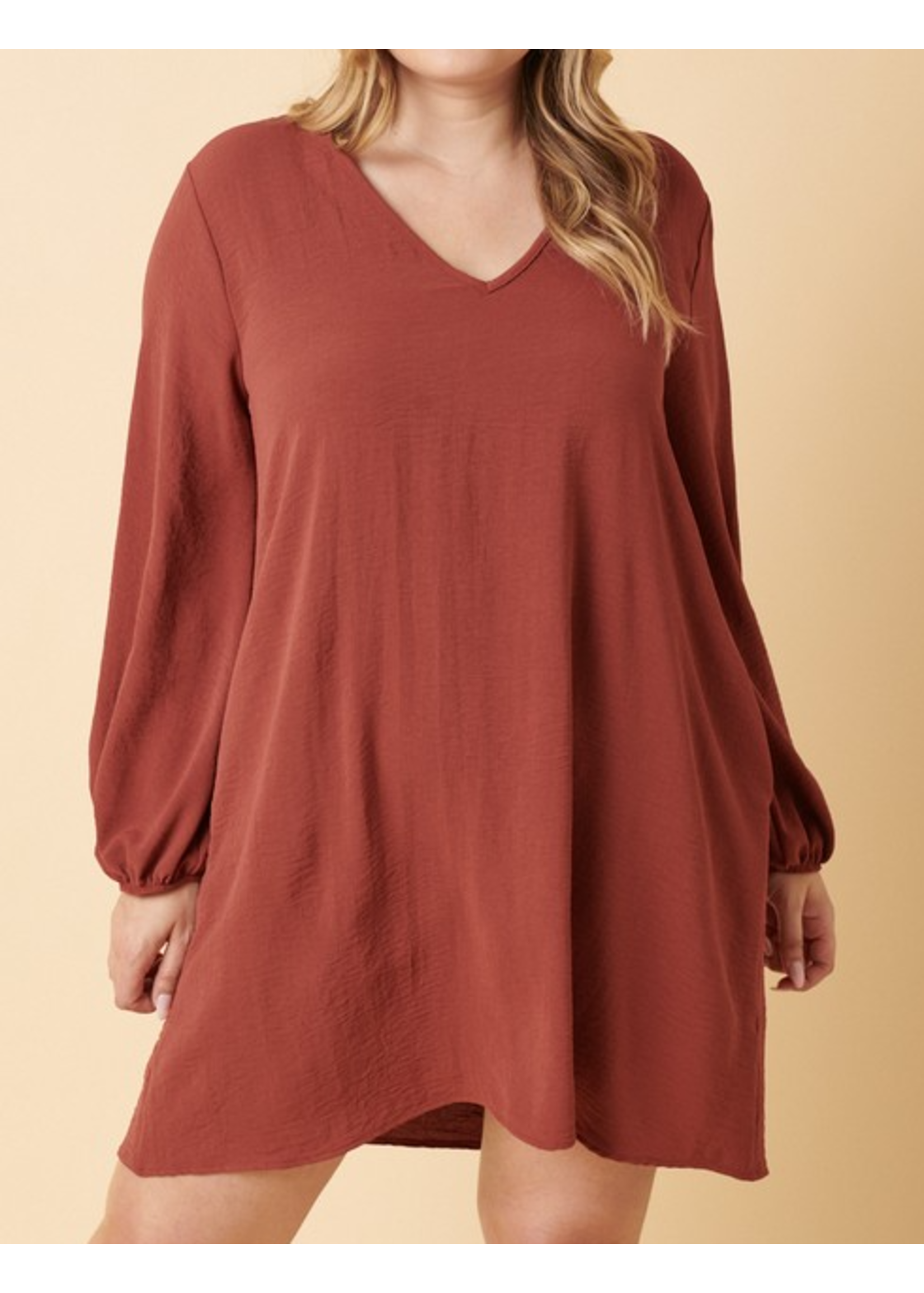 MSD1847 - PLUS BALLOON LONG SLEEVE SHIFT DRESS