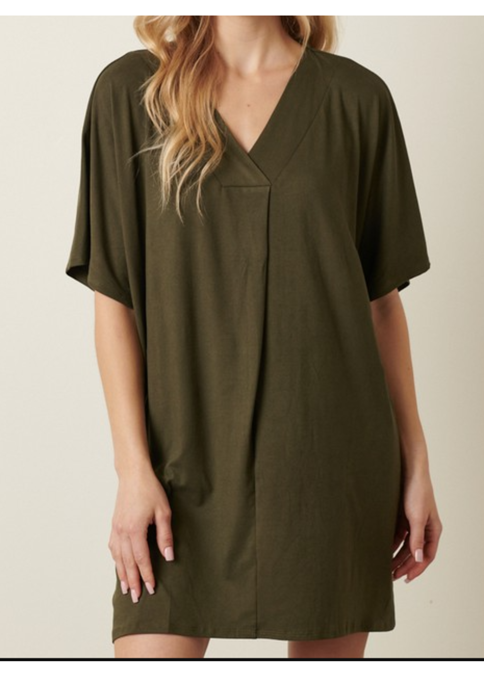 MSHD1633 - DOLMAN SLEEVE LOOSE FIT SHIFT DRESS