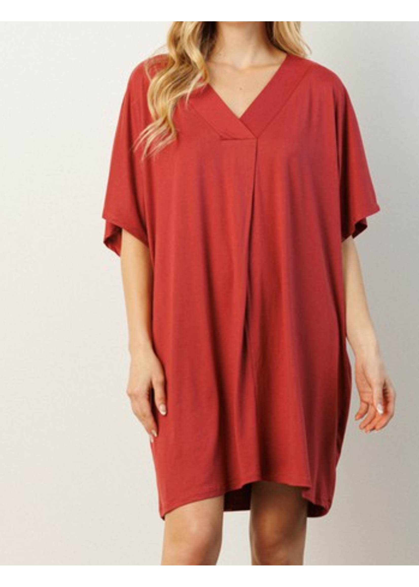 MSHD1633 - DOLMAN SLEEVE LOOSE FIT SHIFT DRESS