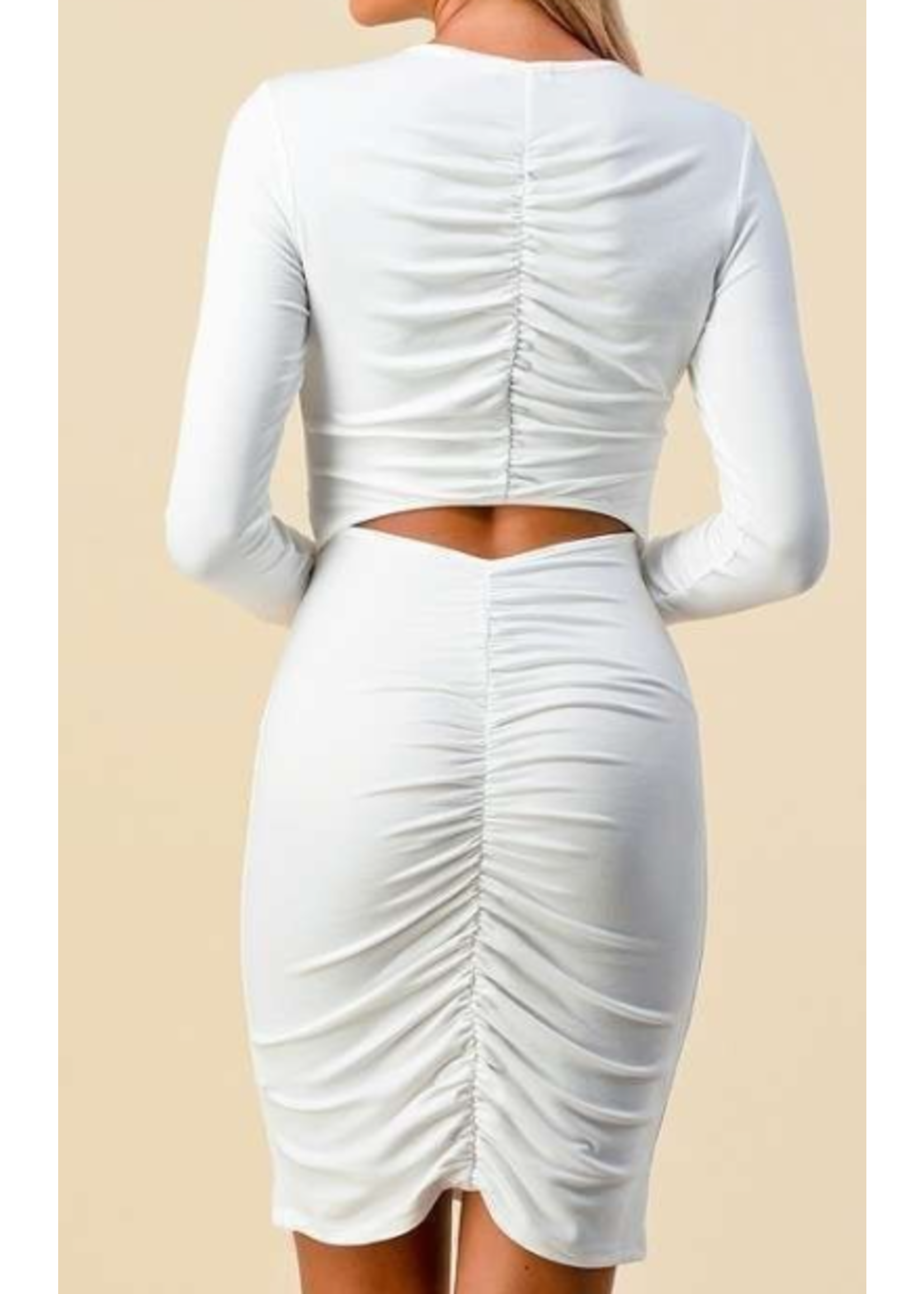 HHJD451 - RUCHED BACK BODYCON W CUTOUT DETAIL