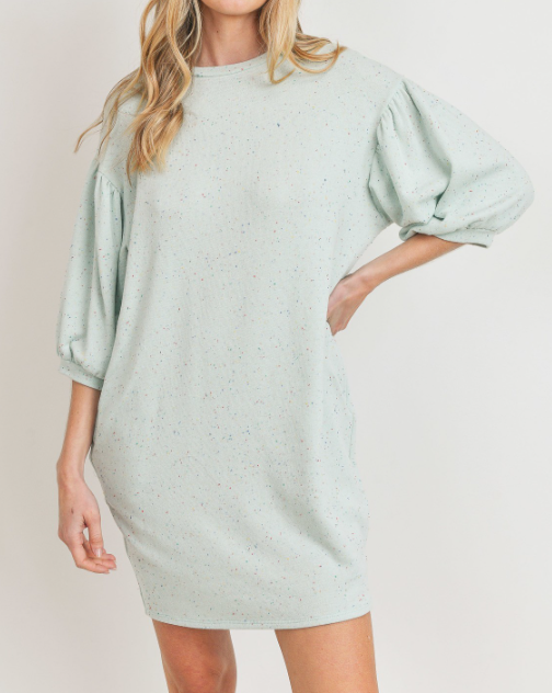 CH7315 - ROUD NECK PUFF SLEEVE  SHIFT