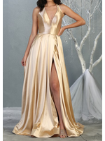 BFMQ1741 -  HALTER GOWN W HIGH LEG SLIT