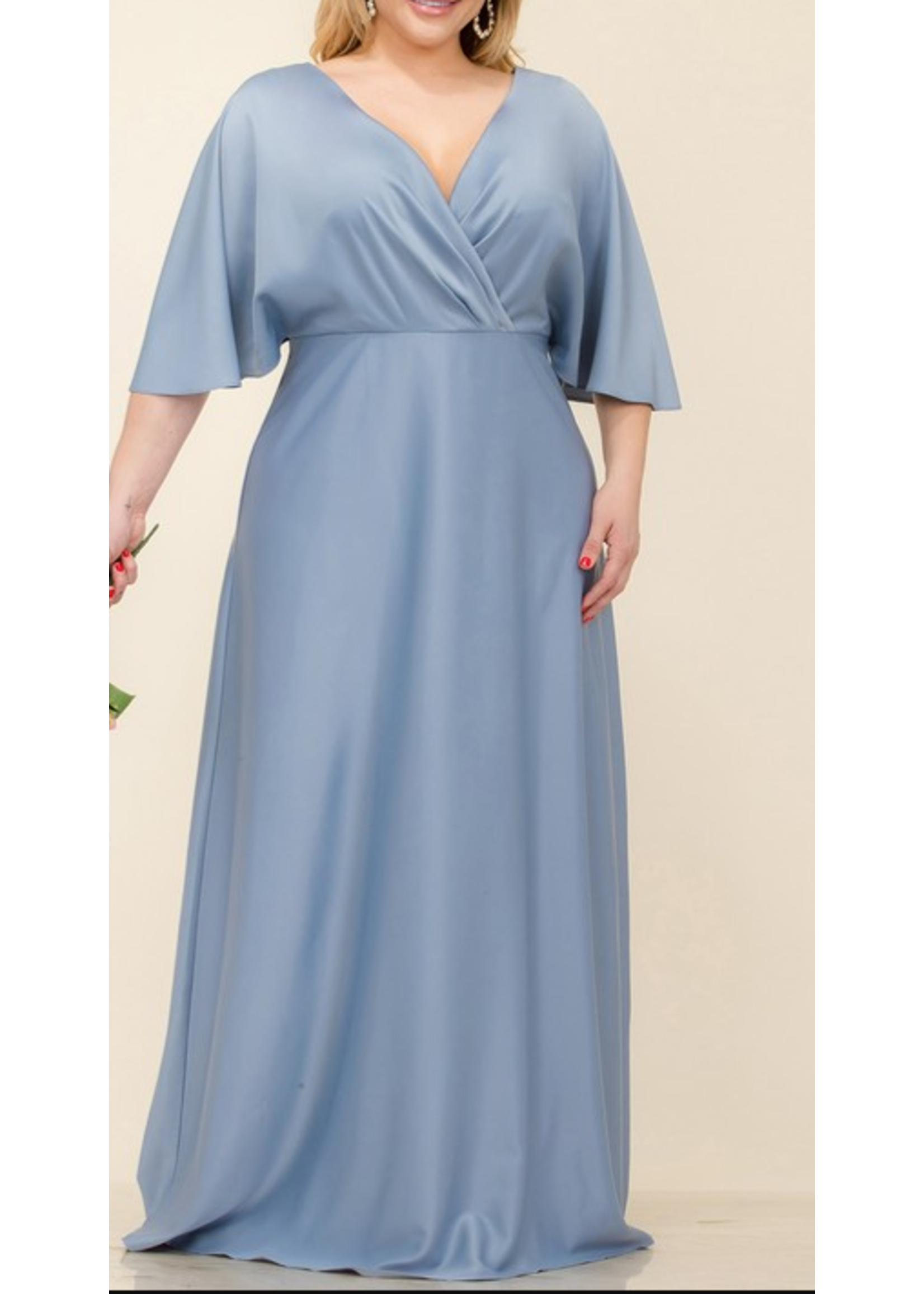 MJMM2349P -  PLUS SATIN GOWN