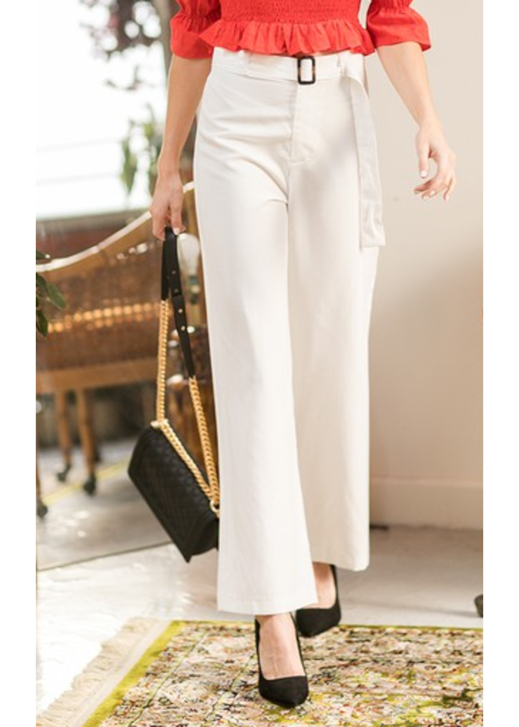 EPED10625 - BELTED HIGH WAIST SLACKS