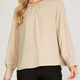 SSSS8328 - CUFFED SLEEVE ROUND NECK WOVEN TOP