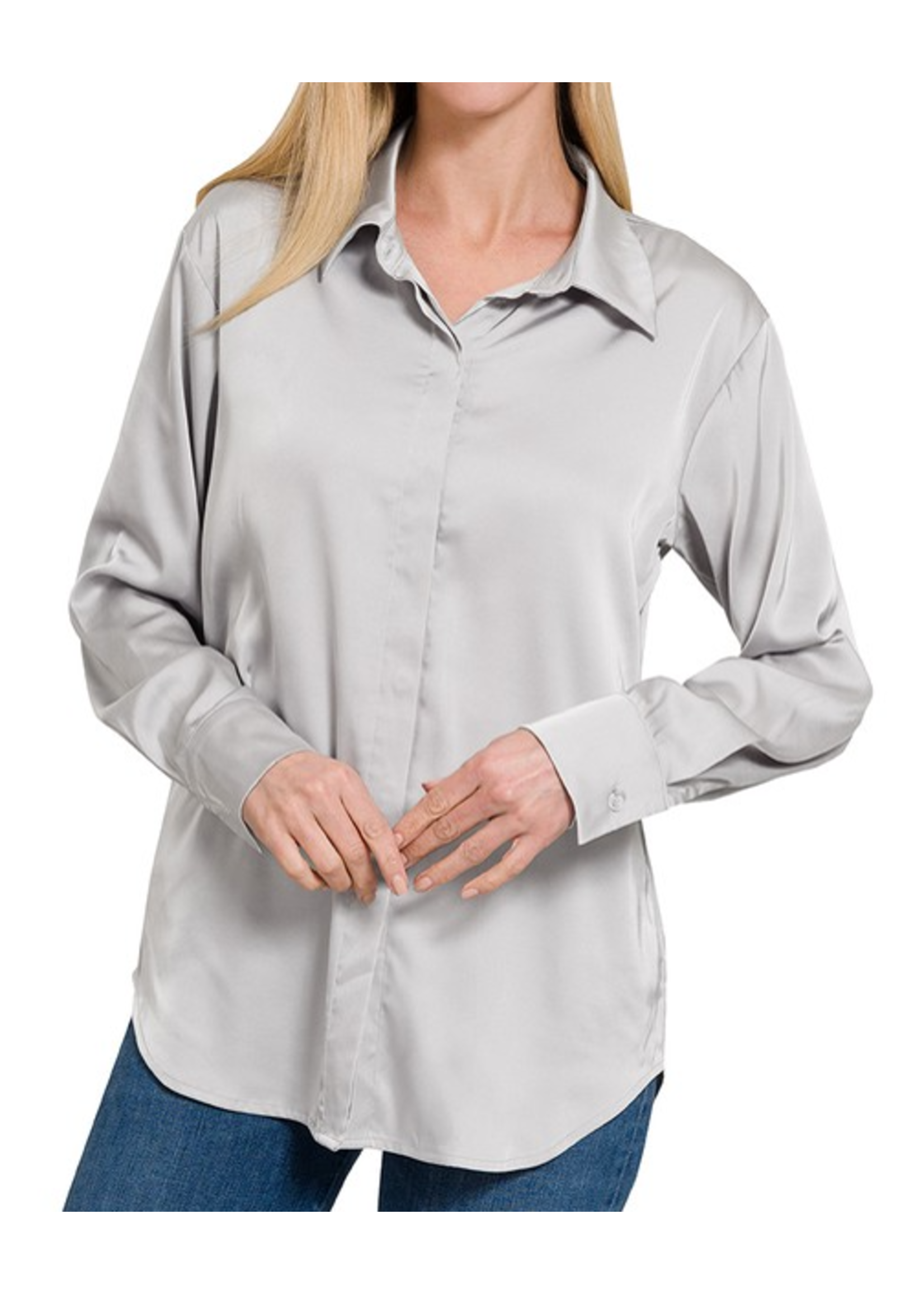 ZNQT1307 - SATIN LONG SLEEVED BLOUSE