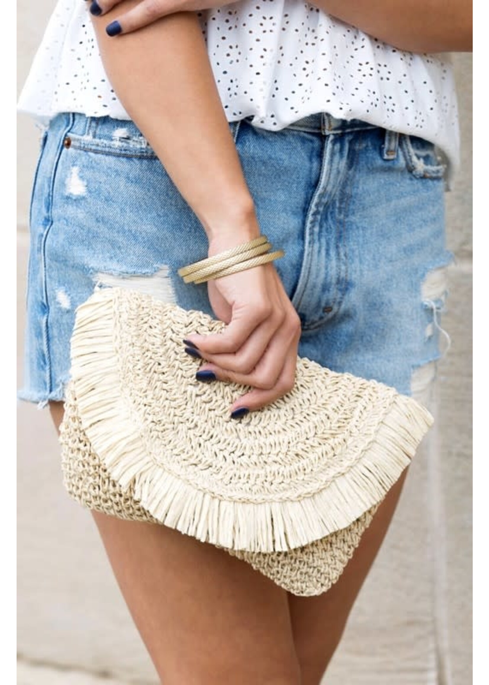 ACCS01 - Frayed Fold-over Straw Clutch