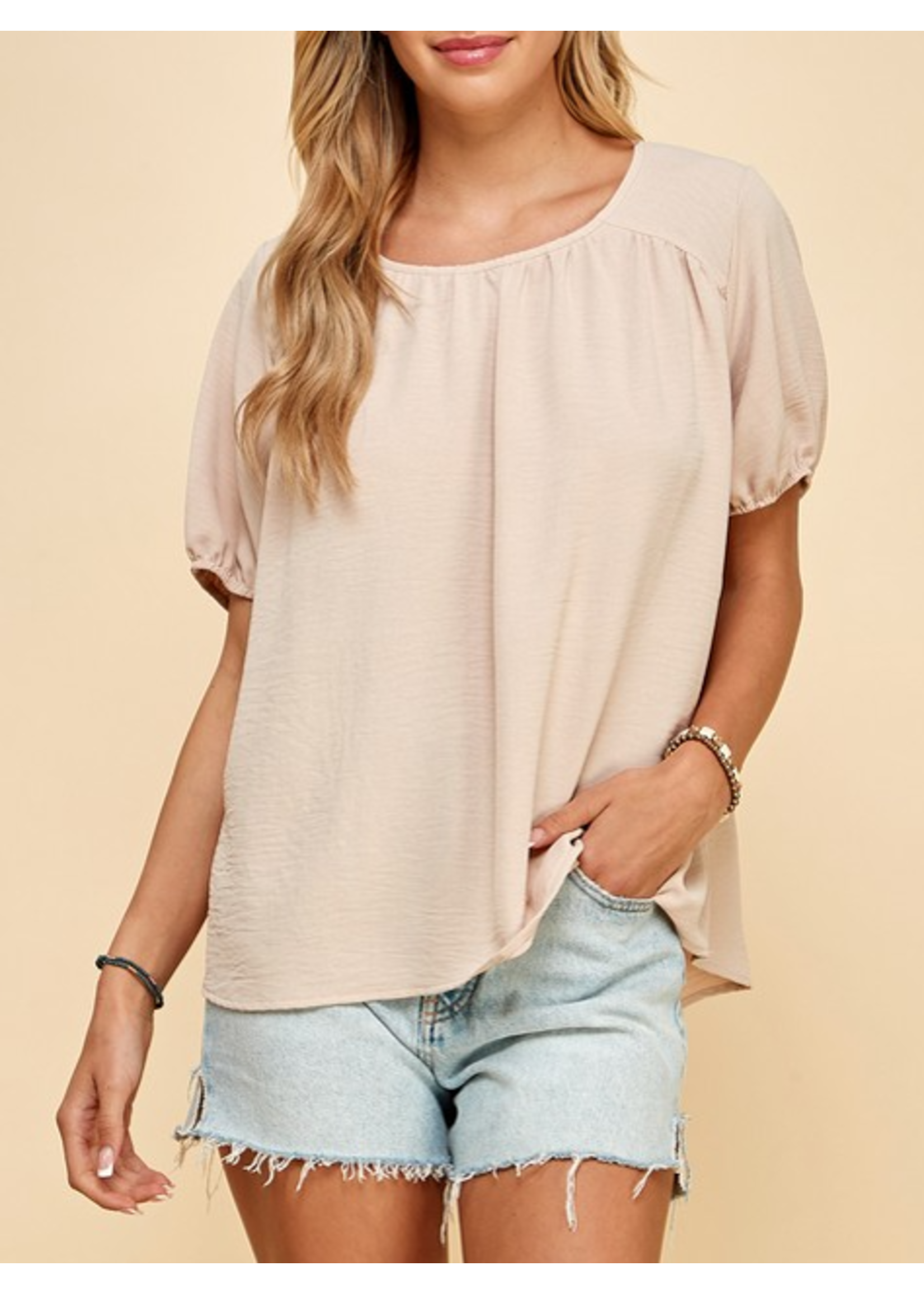 LAT1538 - SOLID WOVEN BLOUSE