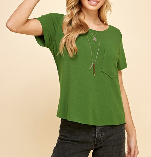 LAT1533 - Solid Raw Edge Top with Front Pocket