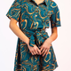 VJVD33781 - Short Sleeve Marbled Print Belted Shirt Dress