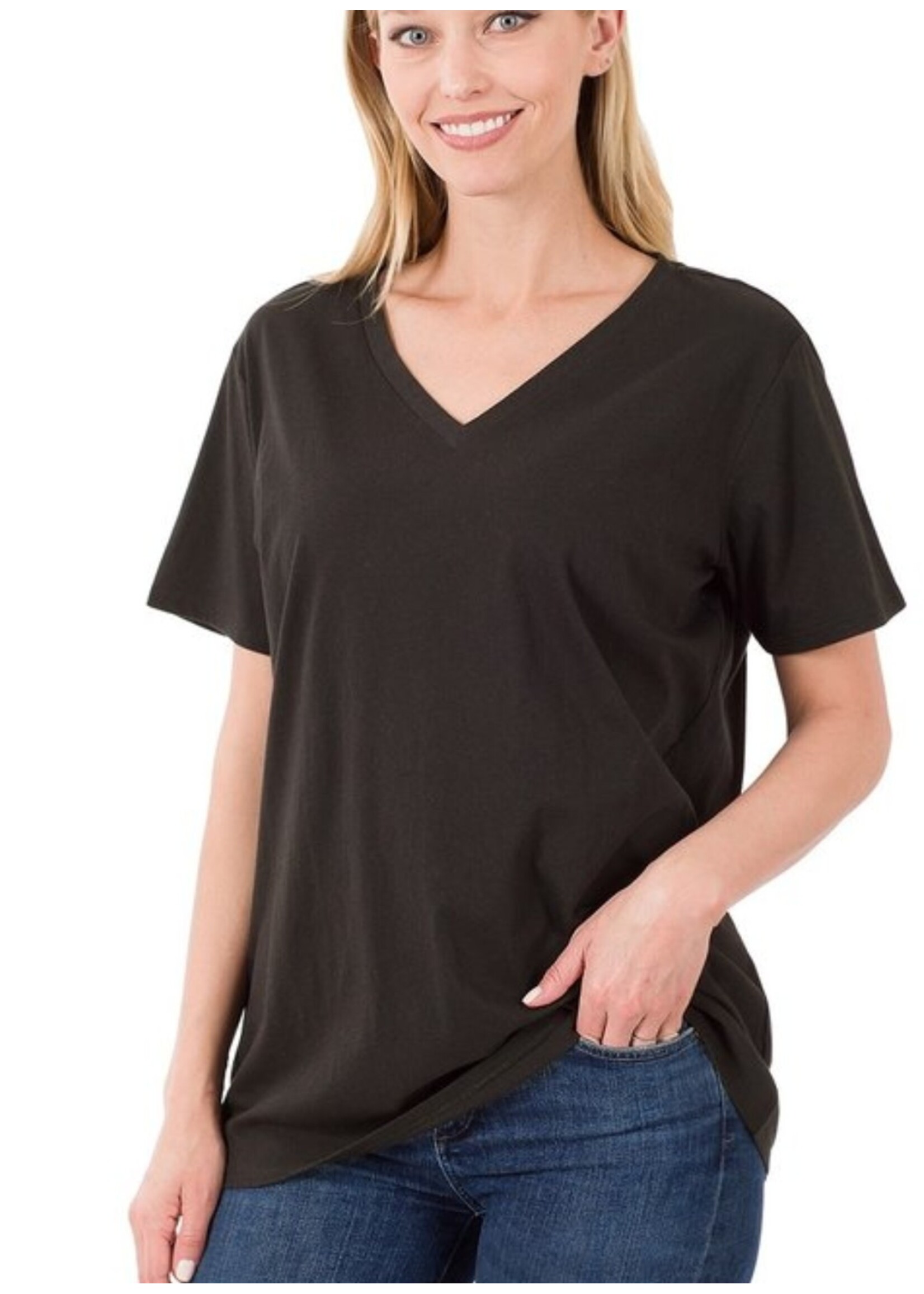 ZNCT3077- SOLID VNECK BLOUSE