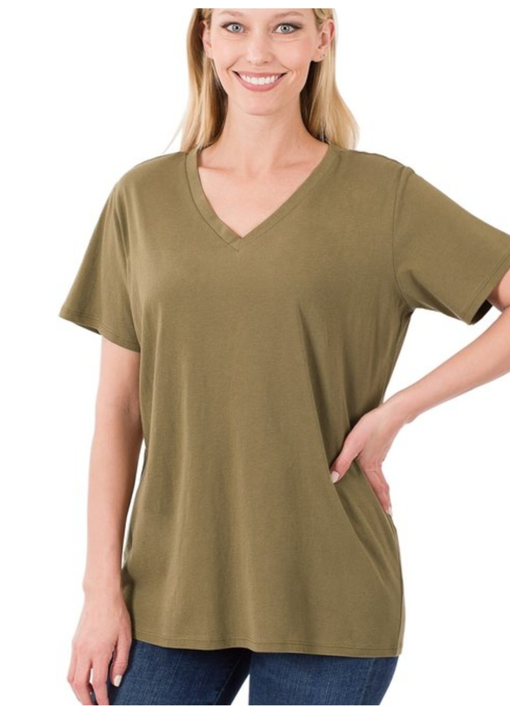 ZNCT3077- SOLID VNECK BLOUSE