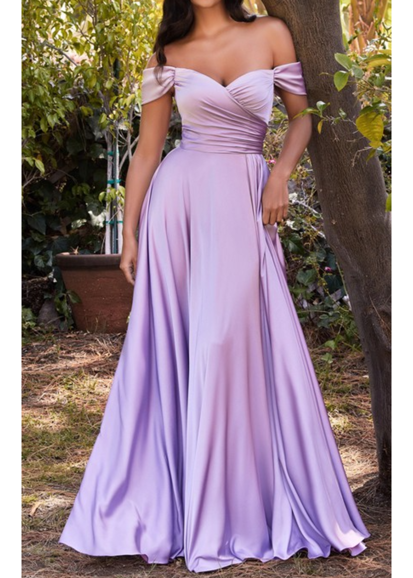 LD7493 - SATIN A-LINE OFF SHOULDER GOWN