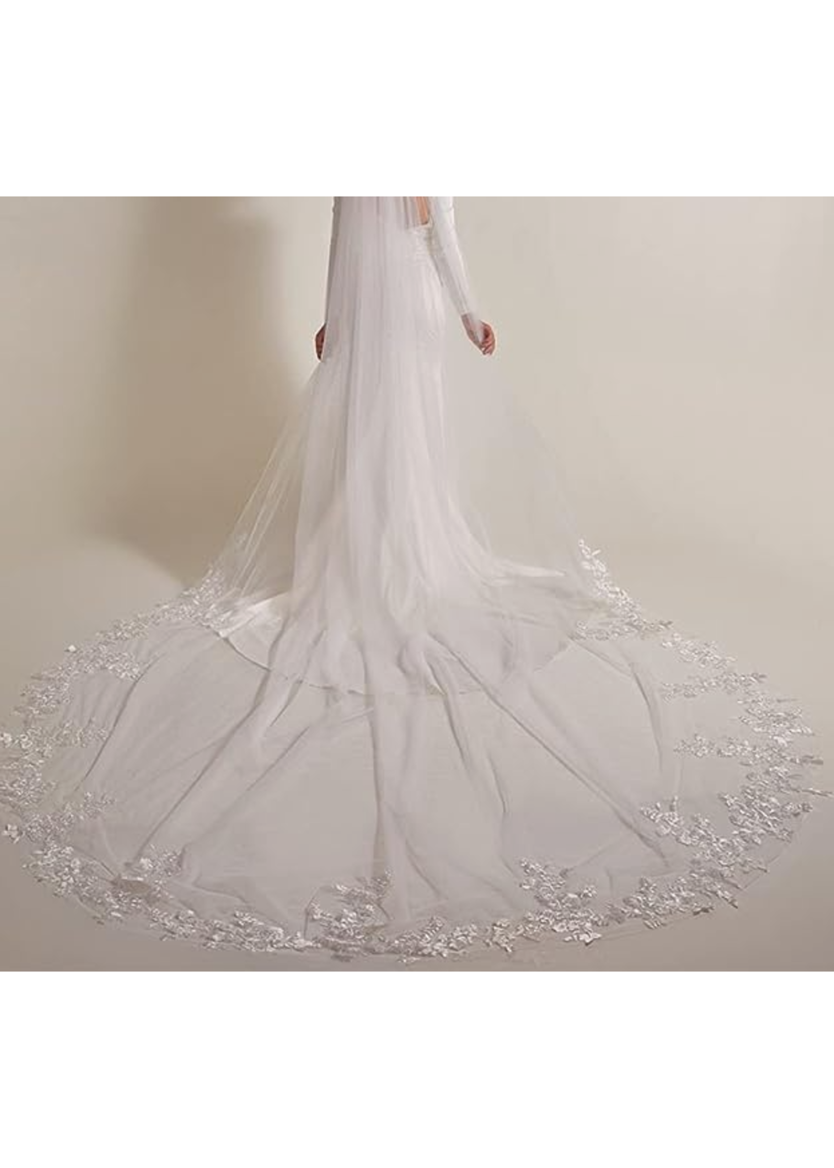 VEIL - lACE APPLIQUE EDGED CATHEDRAL VEIL