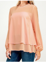 2HT3014 - SOLID LAYERED BLOUSE