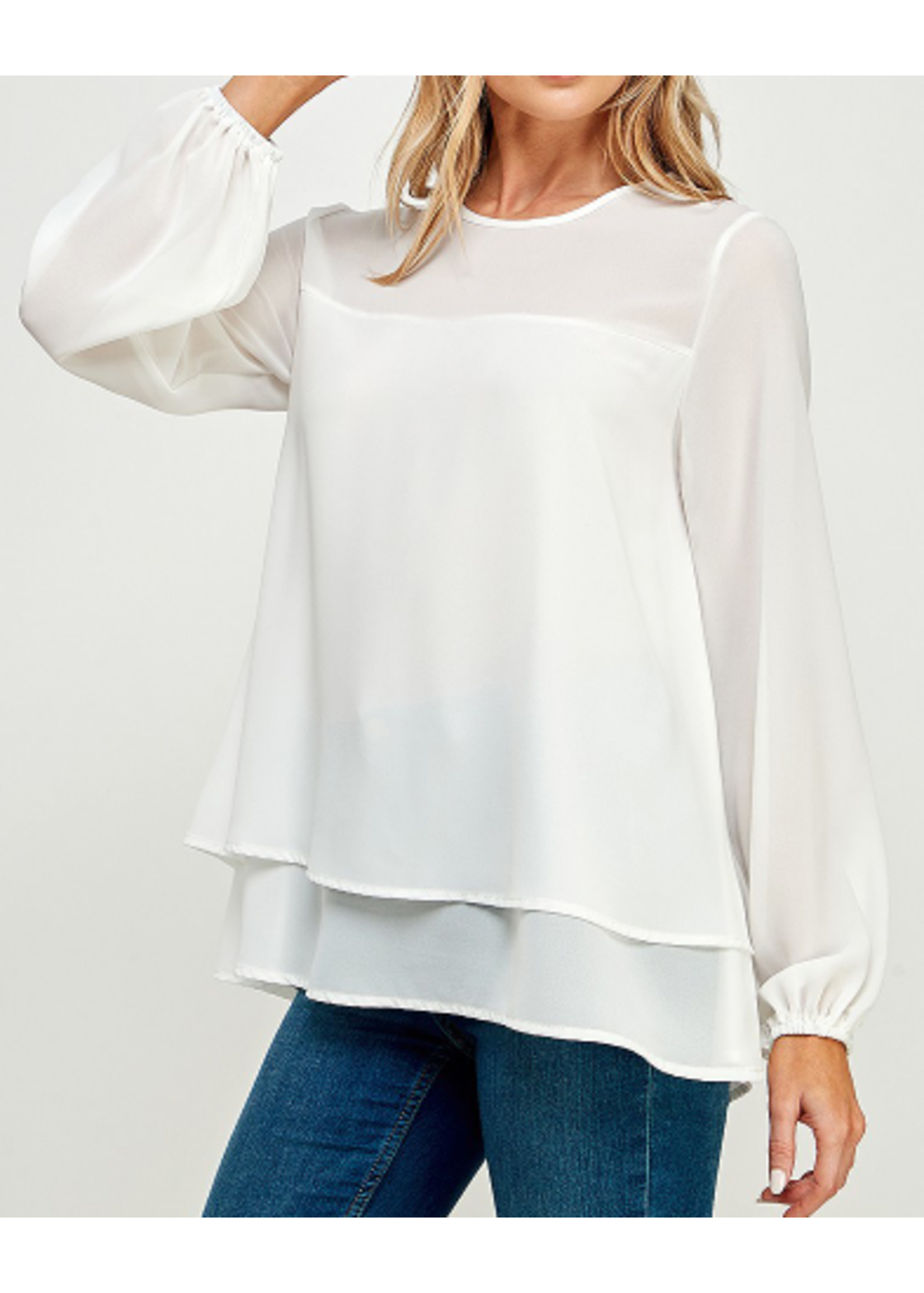 2HT3014 - SOLID LAYERED BLOUSE