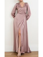 SBM21269 -  SATIN LONG SLEEVE WRAP GOWN